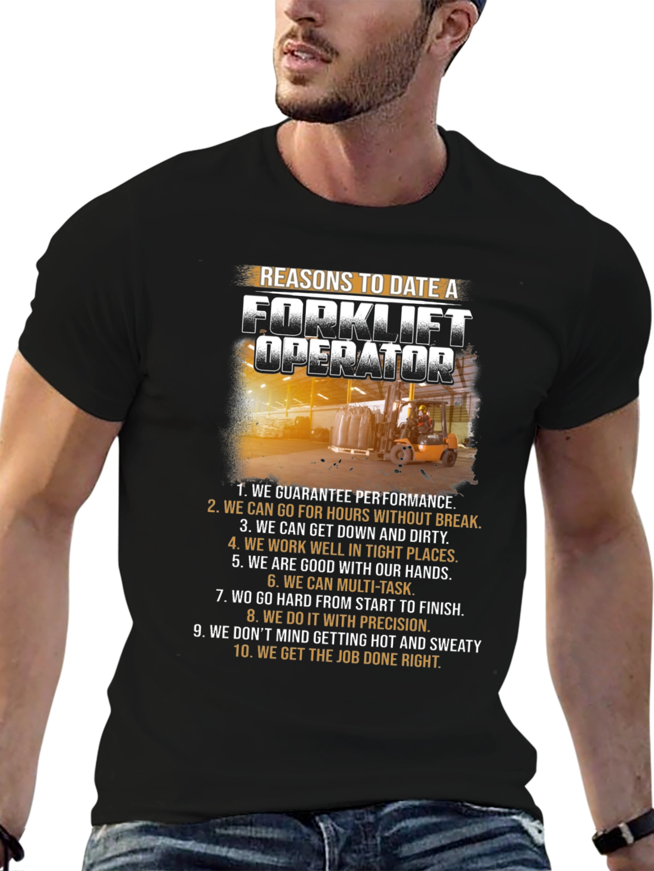 Black Reasons to Date a Forklift Operator T-Shirt view 6