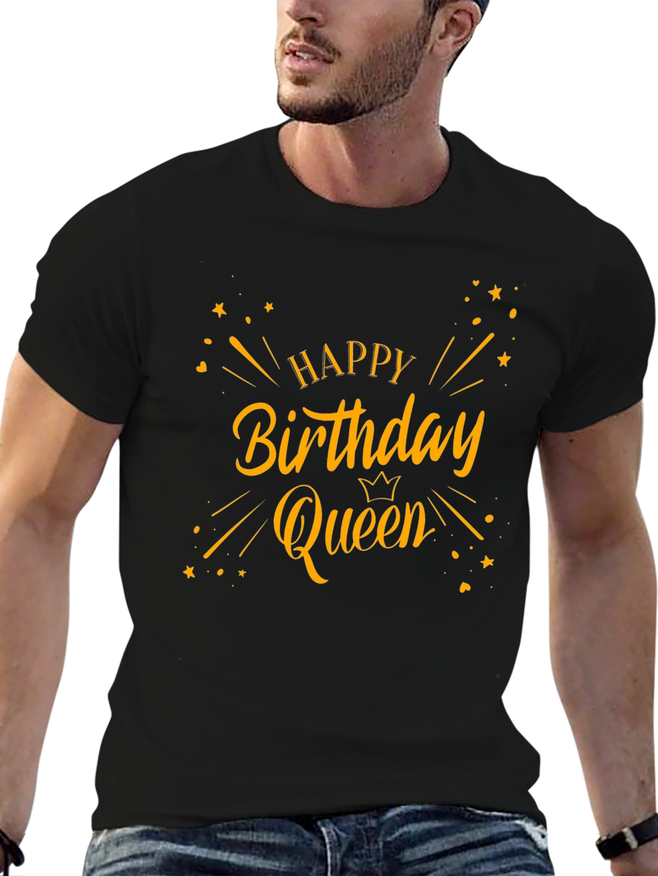 Black Happy Birthday Queen Black T-Shirt view 6