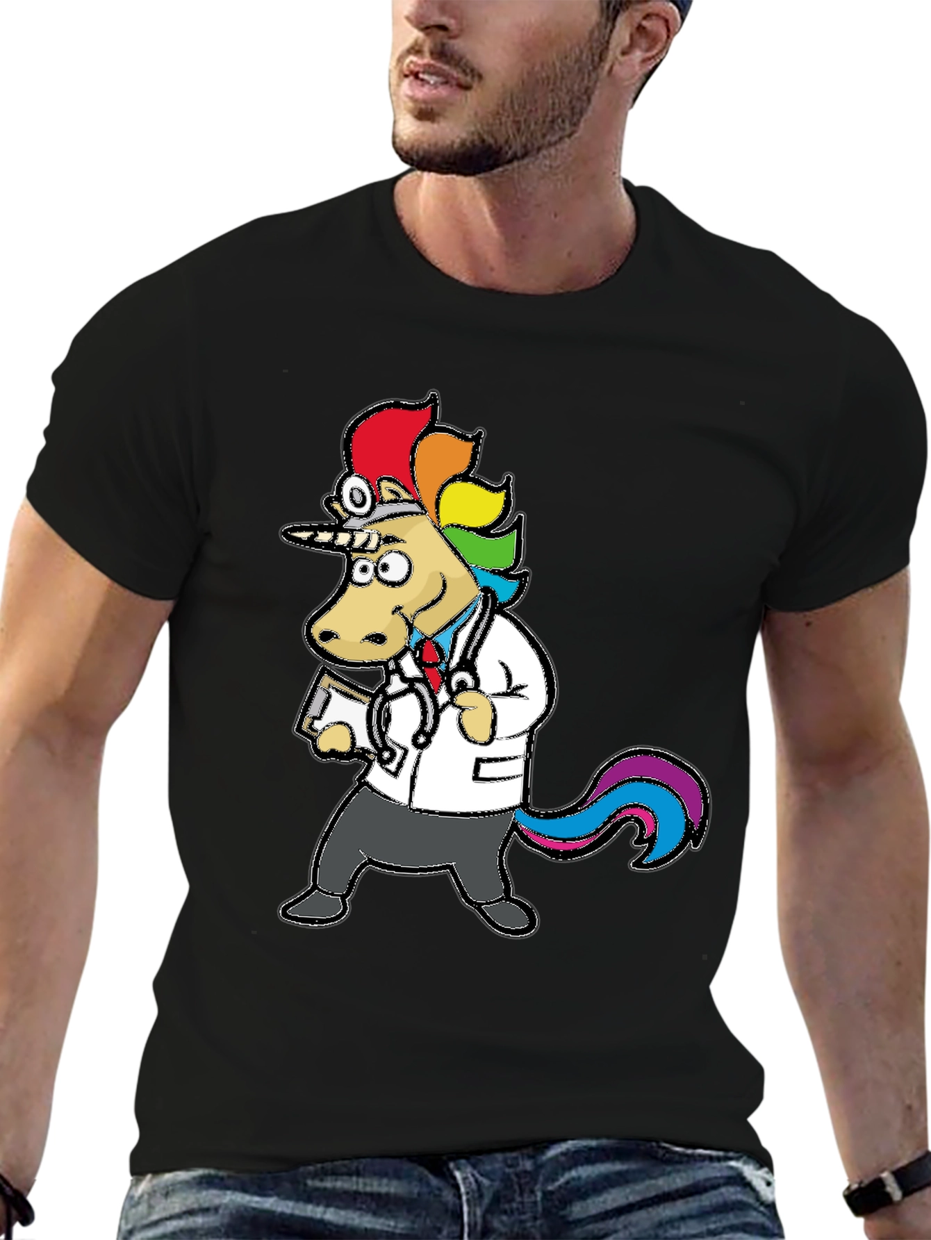 Black Doctor Unicorn T-Shirt - Fun & Unique Design view 6