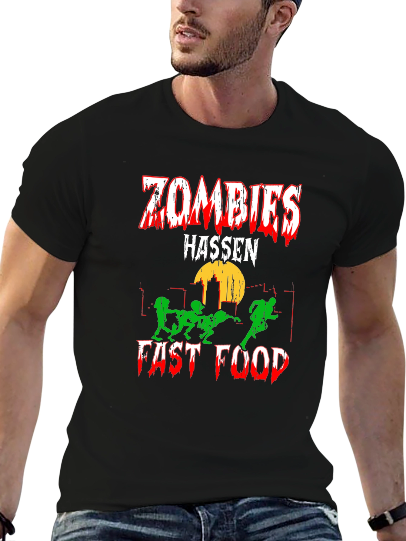 Black Zombies Hassen Fast Food Black T-Shirt view 6