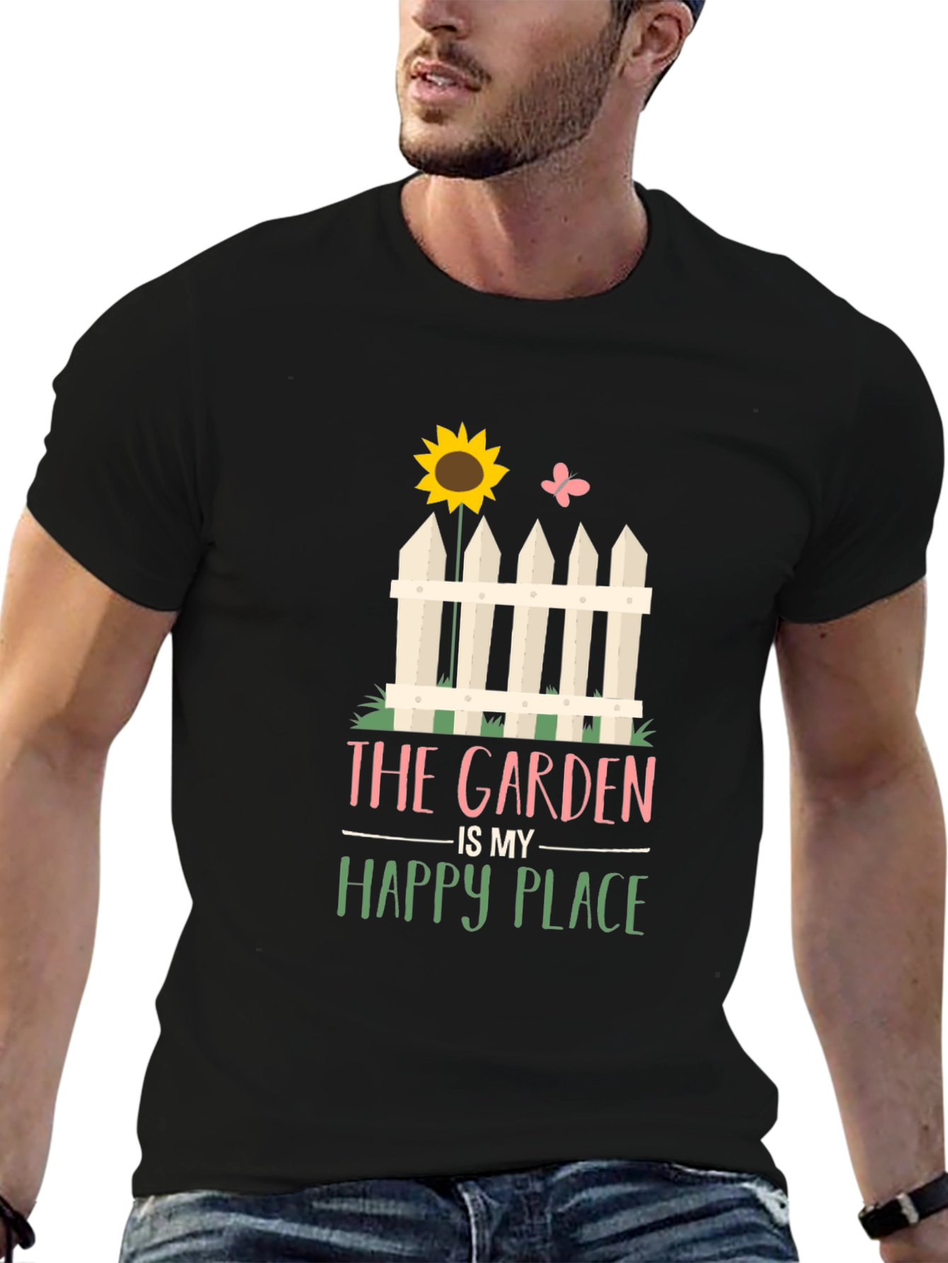 Black The Garden is My Happy Place T-Shirt - Gardening Tee view 6