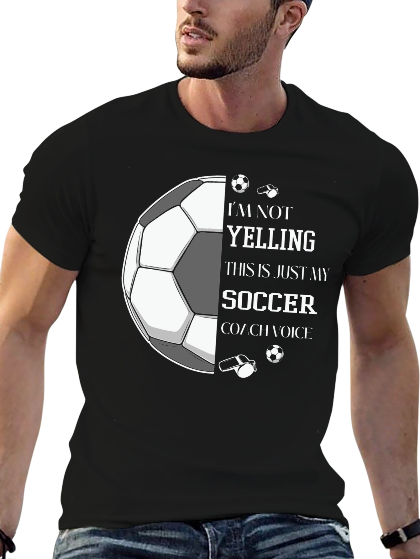 Black Soccer Coach Voice Graphic Tee view 6
