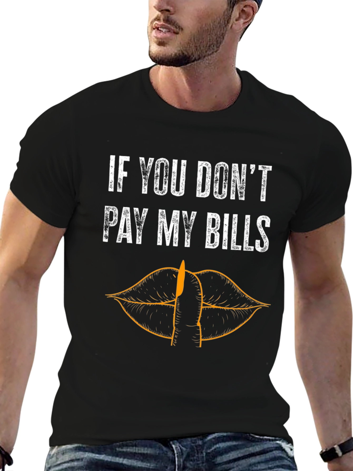 Black Sarcastic "Pay My Bills" Graphic Tee view 6