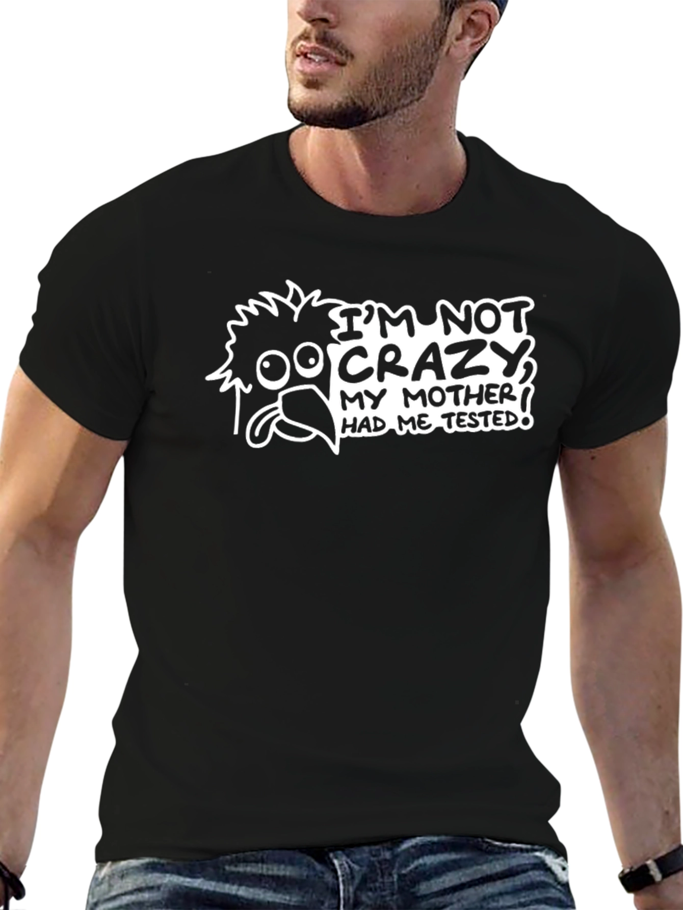 Black Funny 'I'm Not Crazy' Graphic T-Shirt view 6