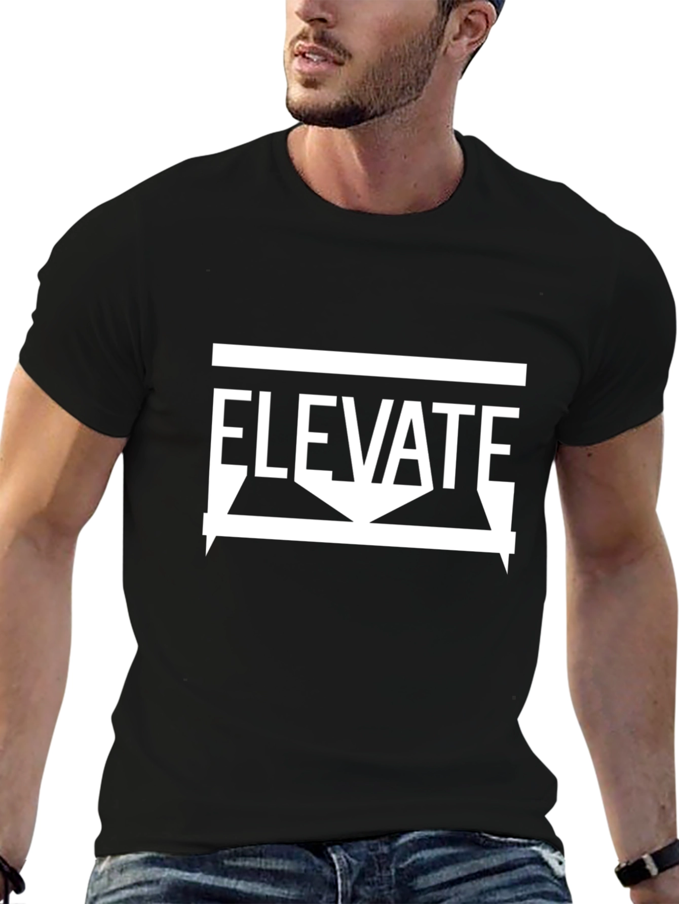 Black Elevate Graphic Tee - Bold Statement Shirt view 6