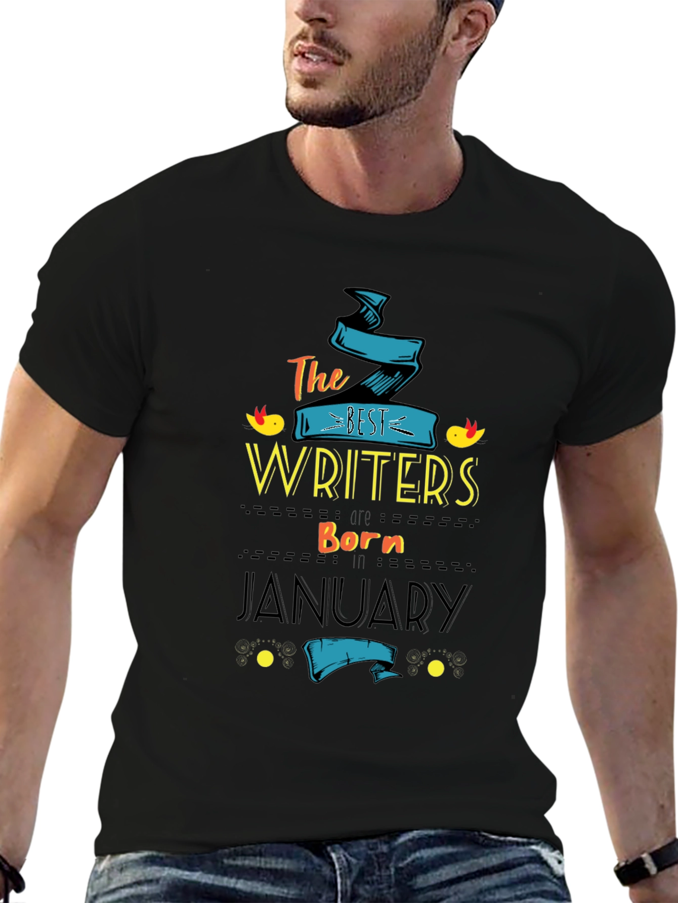 Black Best Writers Born in January - T-Shirt view 6