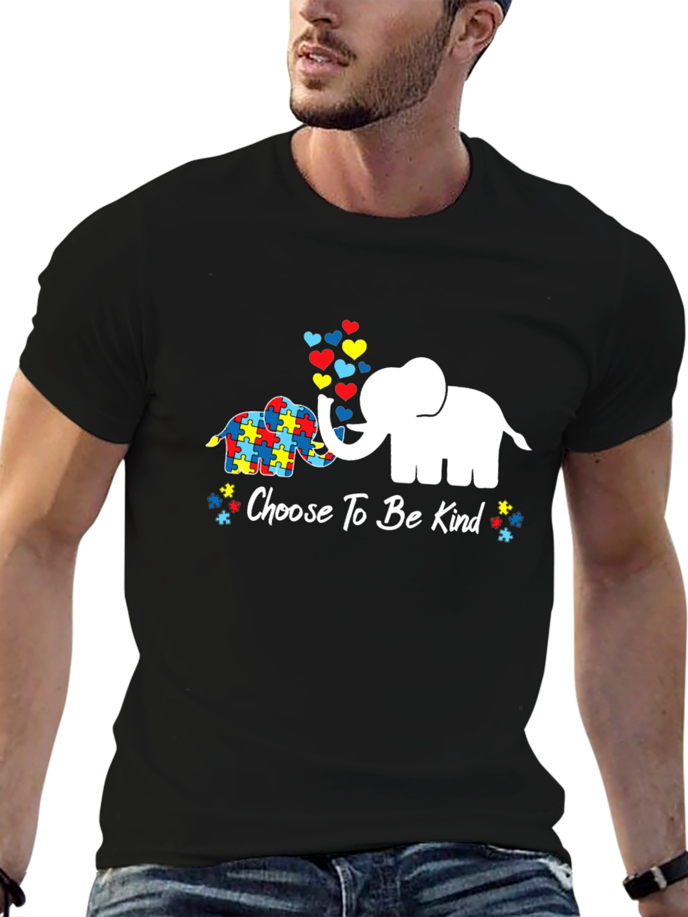 Black Choose To Be Kind Autism Awareness T-Shirt view 6