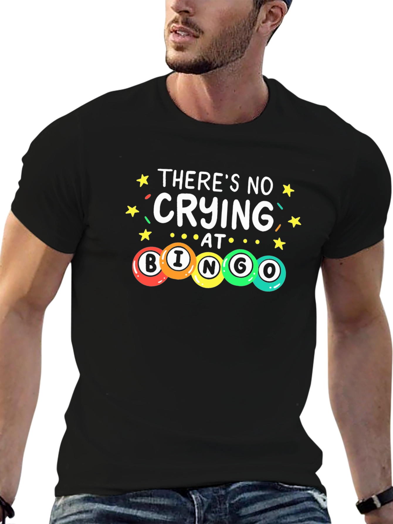 Black There's No Crying at Bingo T-Shirt view 6