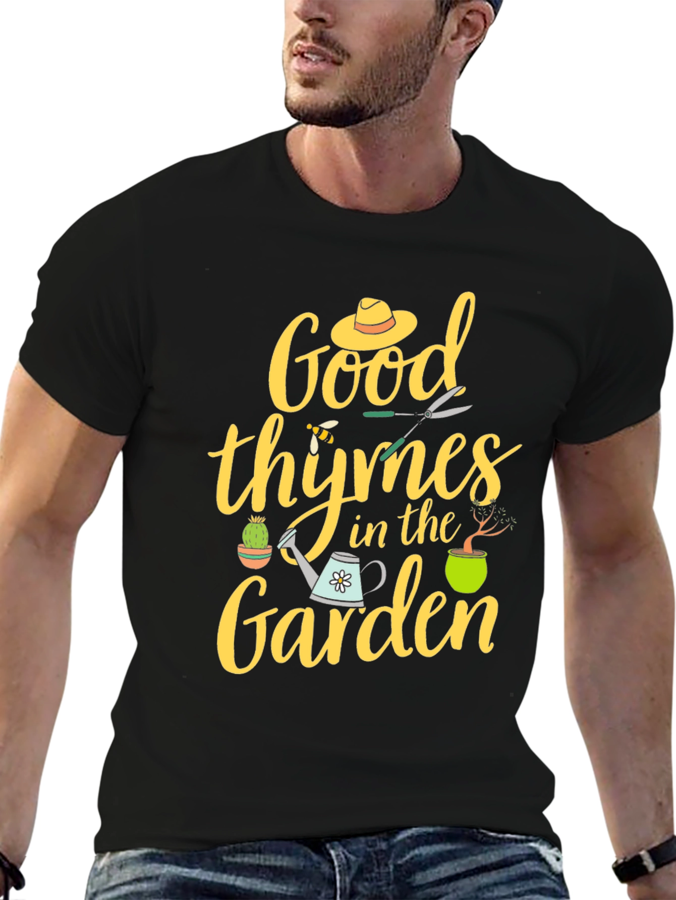 Black Good Thymes In The Garden T-Shirt view 6