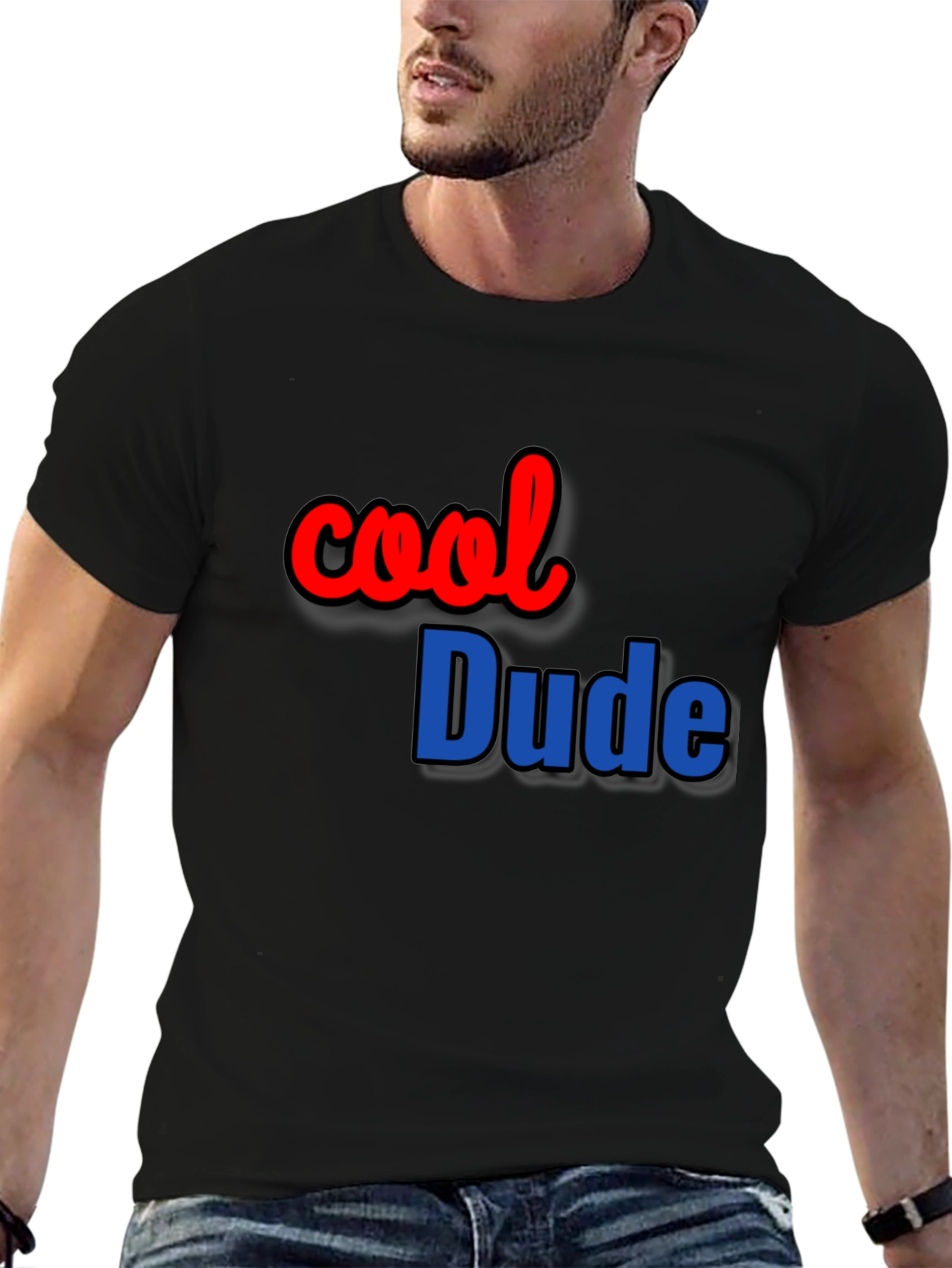 Black Cool Dude Black T-Shirt Casual Wear view 6