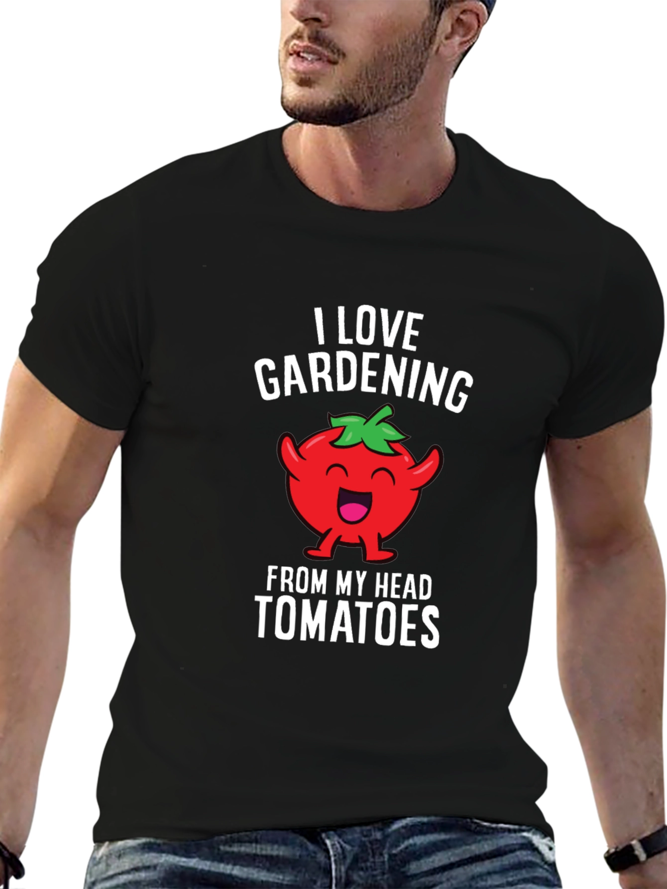 Black Gardening Tomato Head Graphic T-Shirt view 6