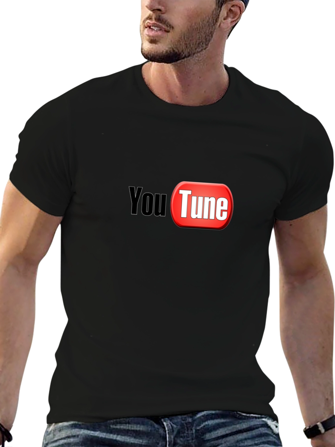 Black YouTune Graphic Tee - Music Lover's T-Shirt view 6
