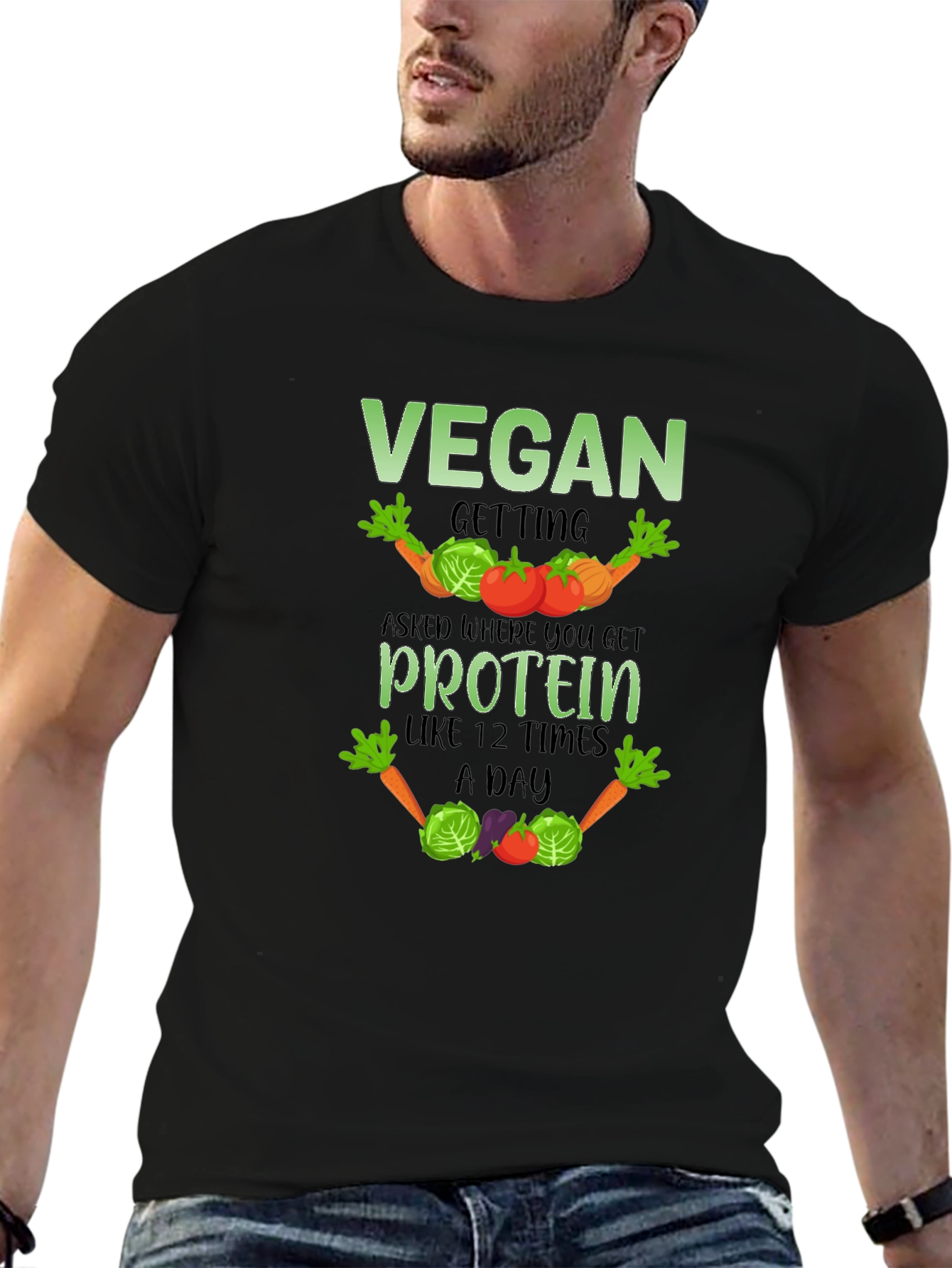 Black Vegan Protein Graphic T-Shirt view 6