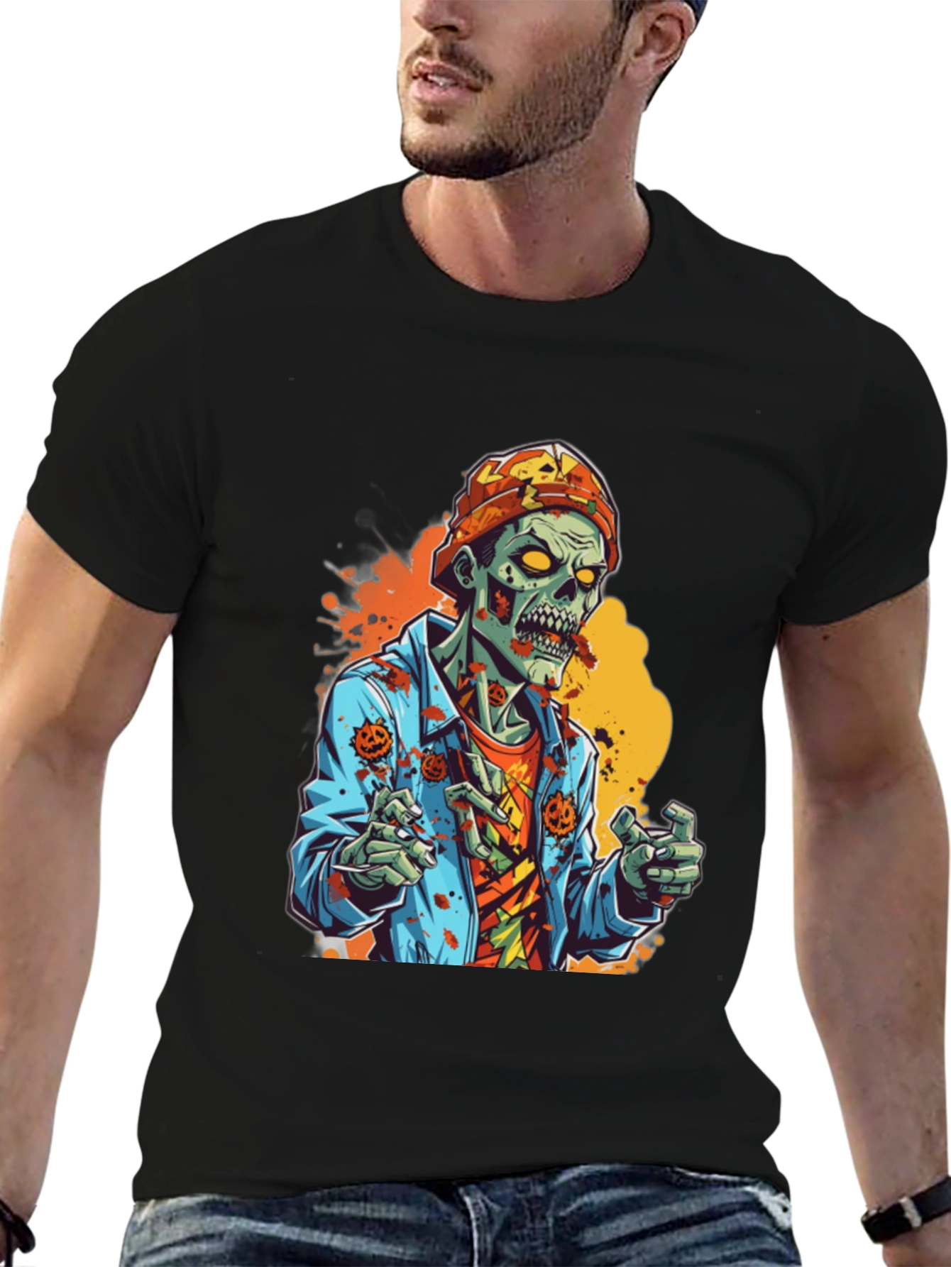 Black Zombie Halloween Graphic Tee view 6