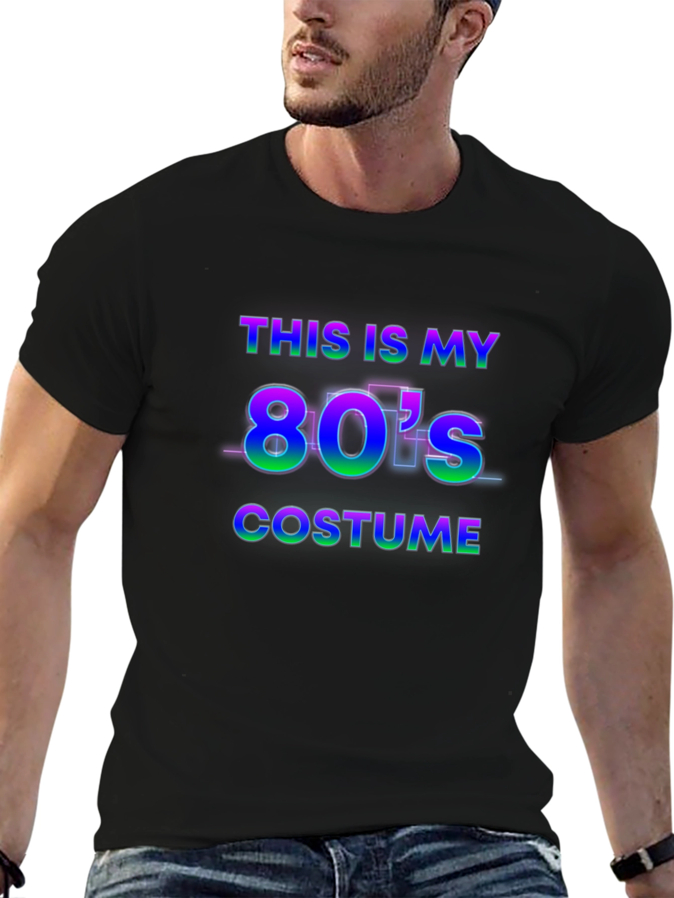 Black Retro 80's Costume T-Shirt view 6