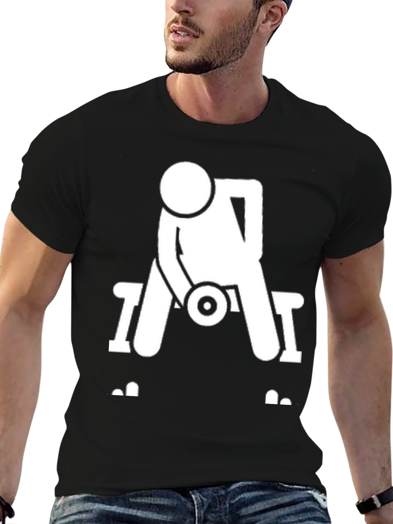 Black Workout Graphic Tee - Dumbbell Bench Press view 6