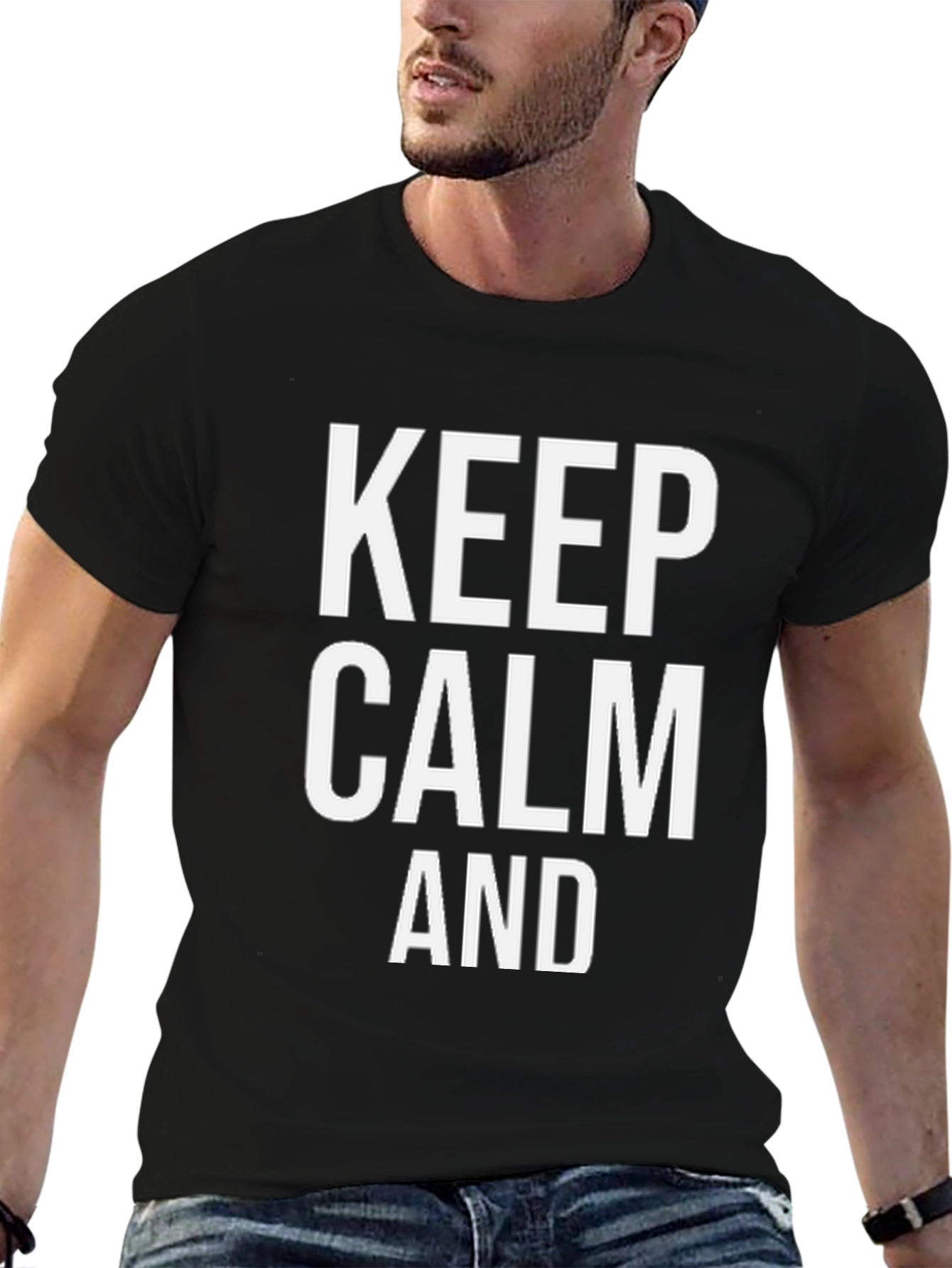 Black Keep Calm Graphic Tee - Classic Slogan Shirt view 6