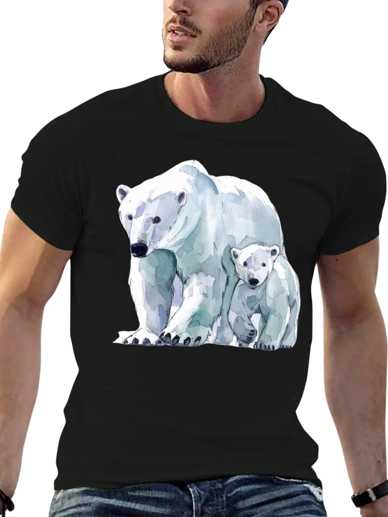 Black Polar Bear Graphic Tee view 6