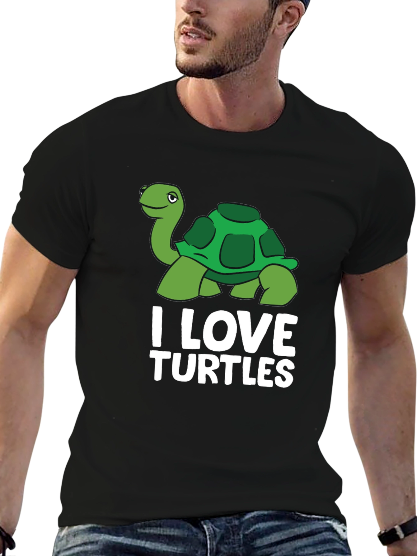 Black I Love Turtles Graphic T-Shirt view 6