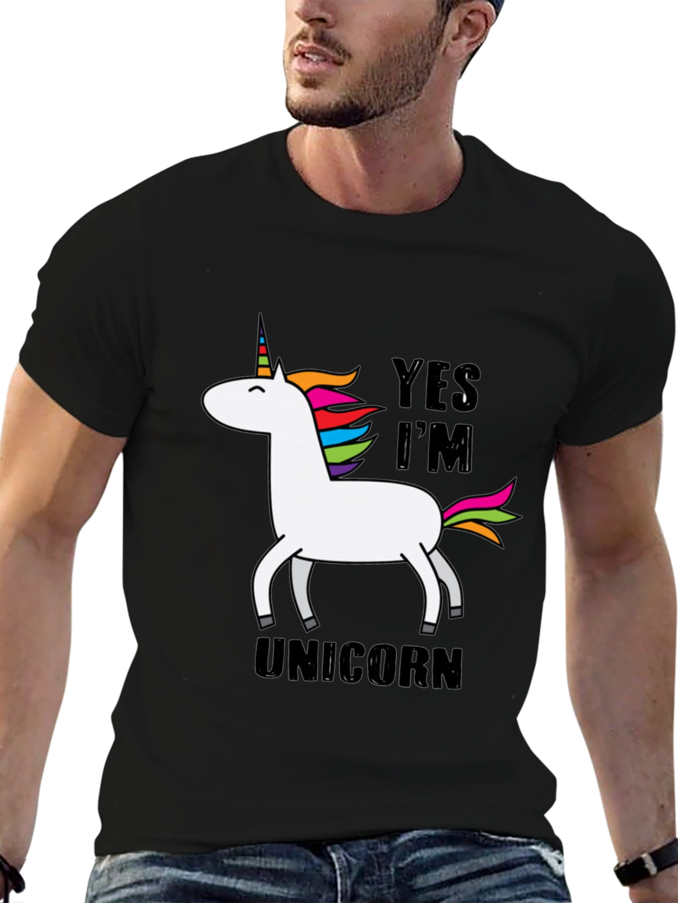 Black Yes I'm a Unicorn T-Shirt - Graphic Tee view 6