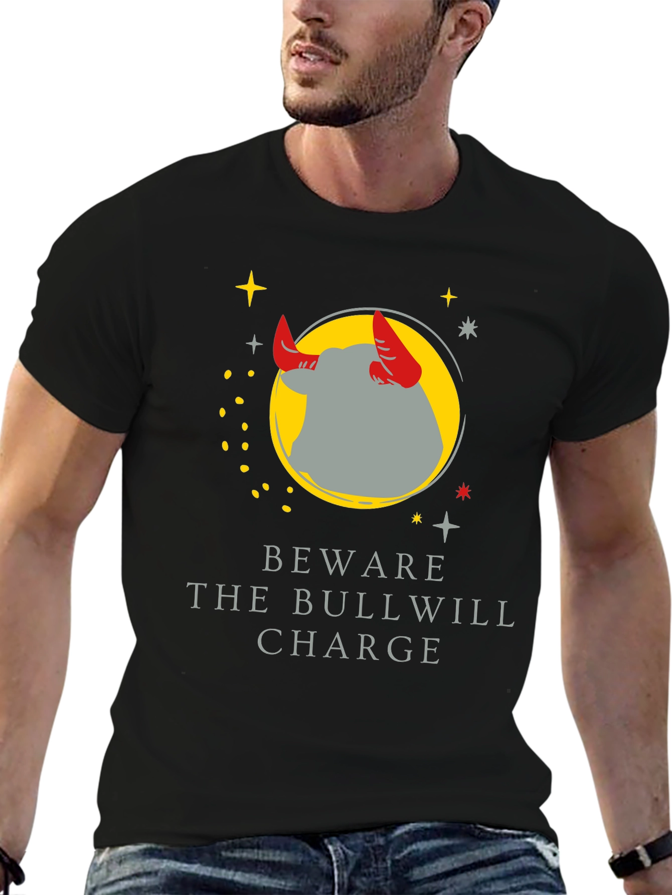 Black Beware the Bullwill Charge Graphic Tee view 6