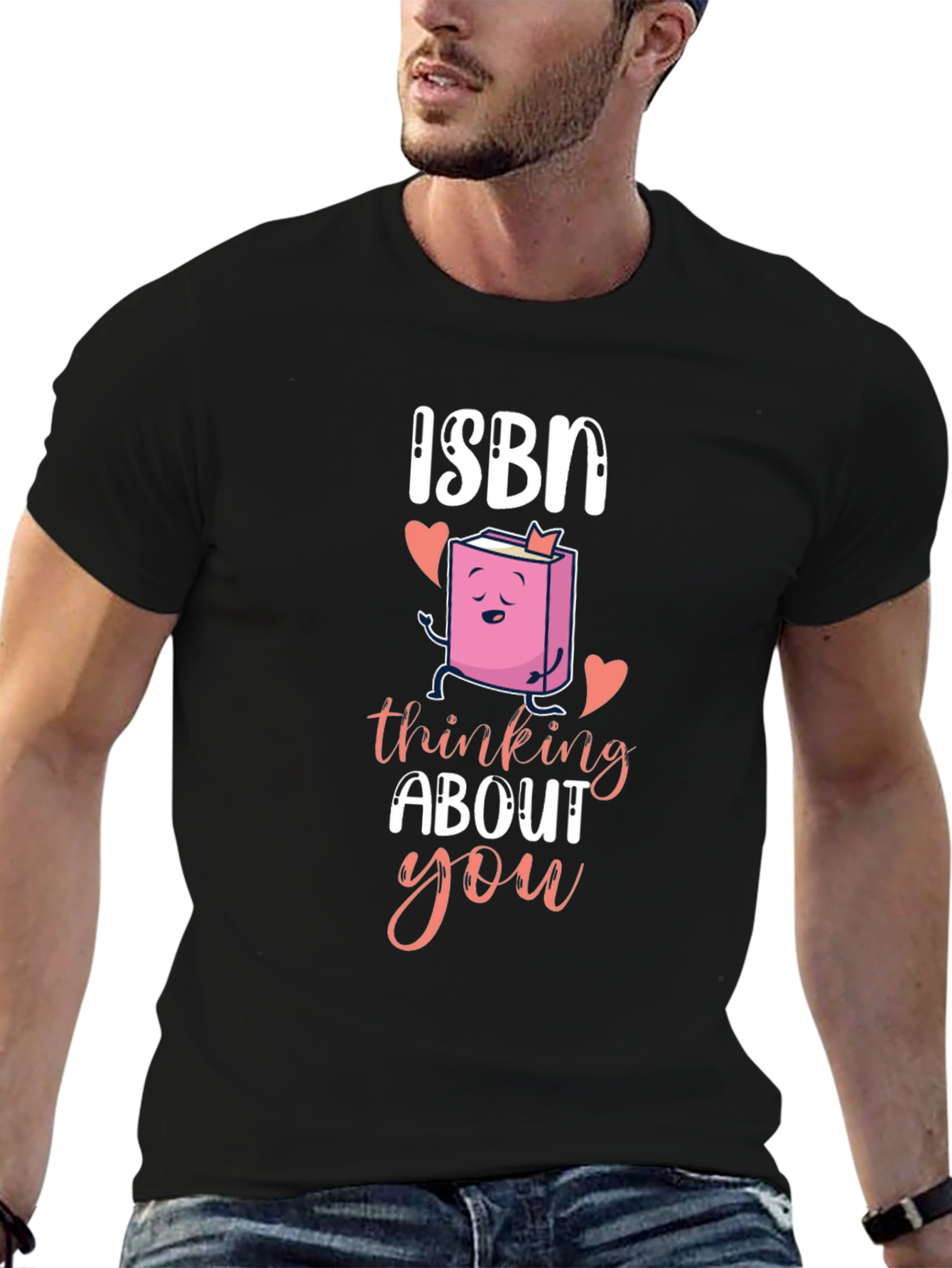 Black ISBN Thinking About You T-Shirt Book Lover Valentines Day view 6