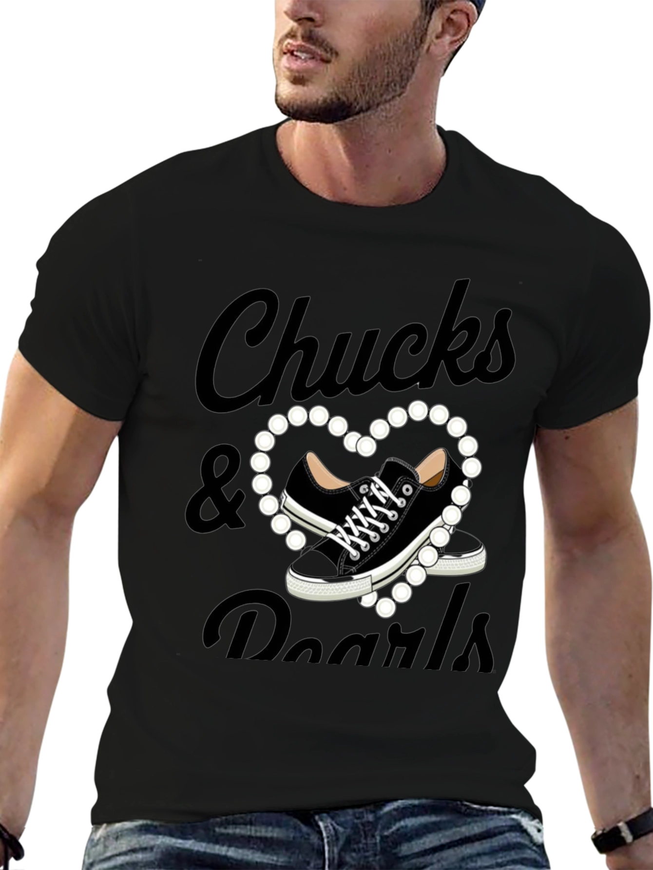 Black Chuck's & Pearls Graphic T-Shirt view 6