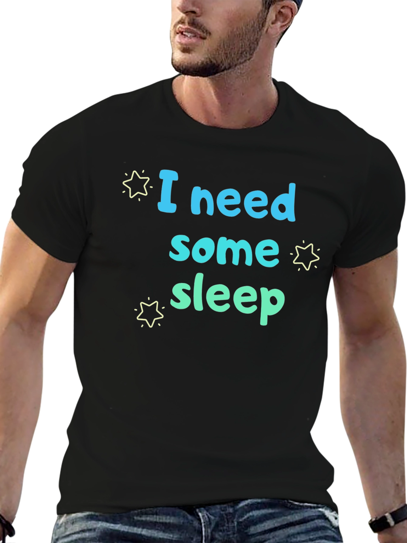 Black I Need Some Sleep Graphic T-Shirt view 6