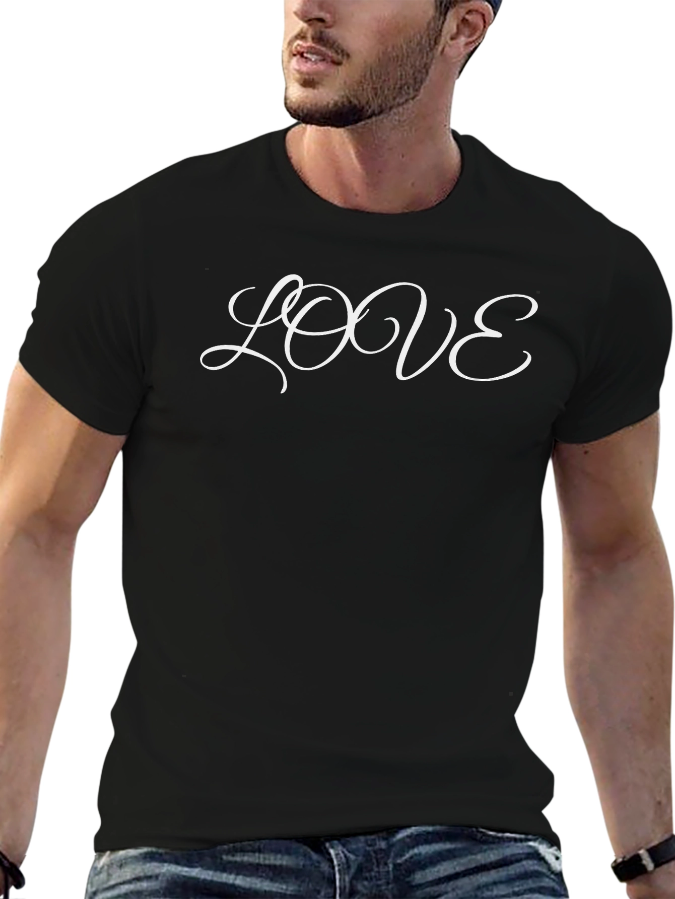 Black Love Script Black T-Shirt view 6