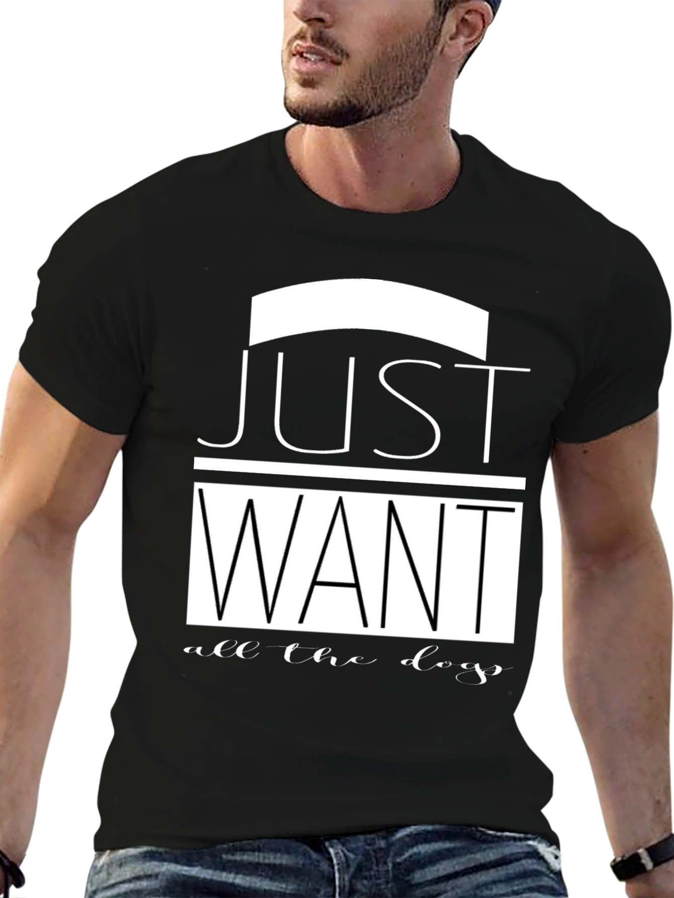 Black Just Want All The Dogs Black T-Shirt view 6