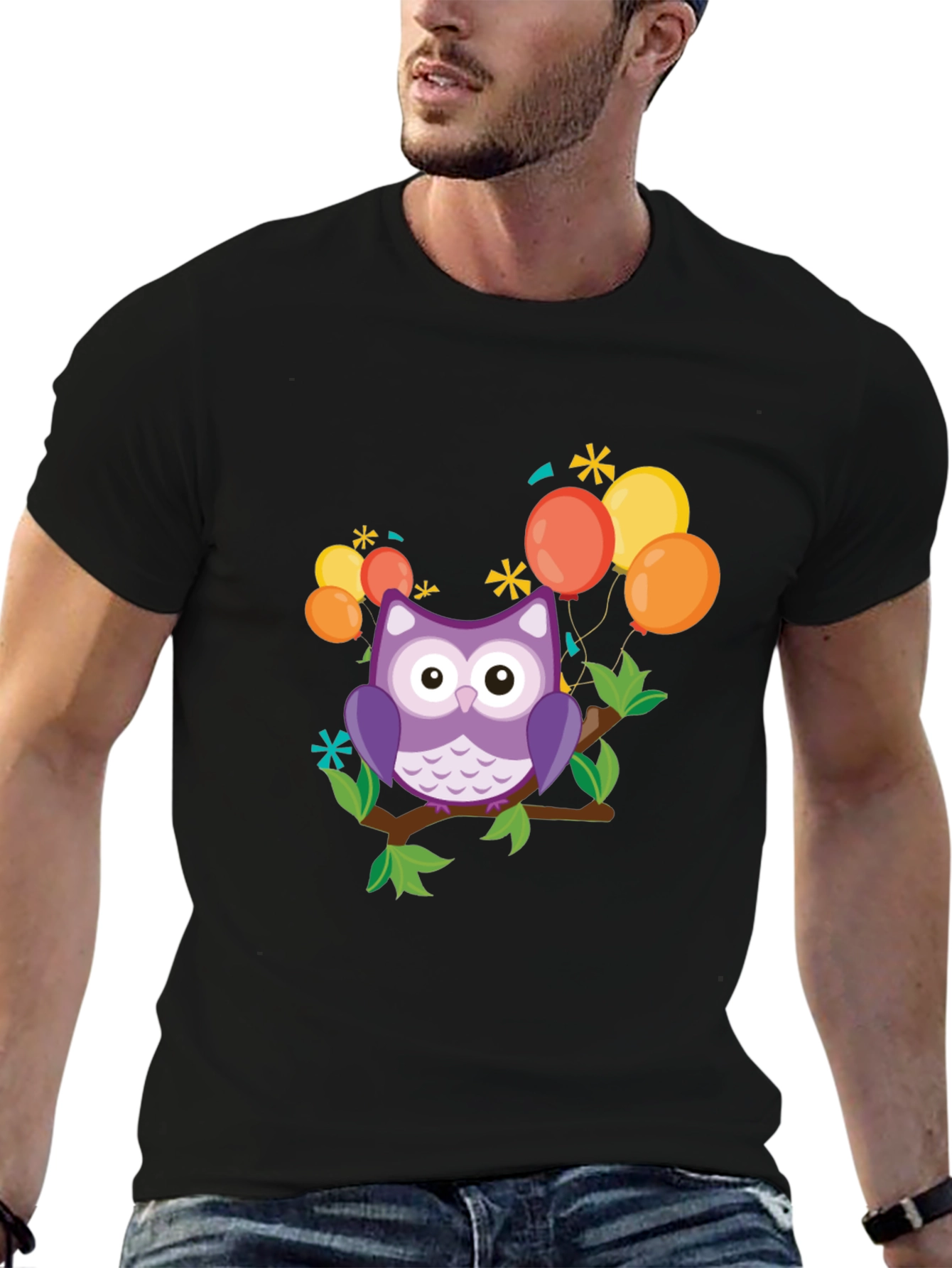 Cute Owl on Branch Graphic Tee - 6
