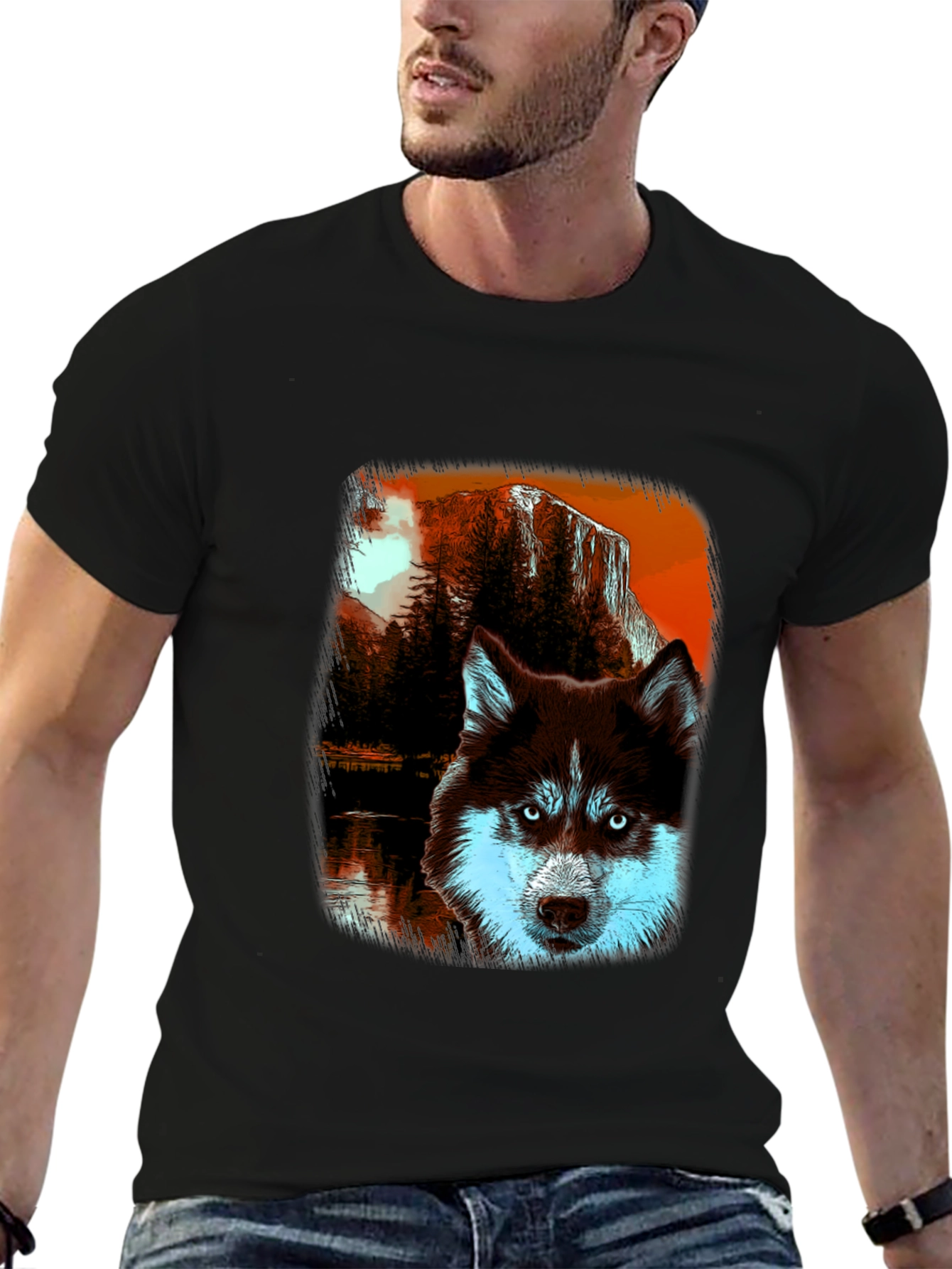 Black Husky Wilderness Graphic Tee - Black Cotton Blend view 6