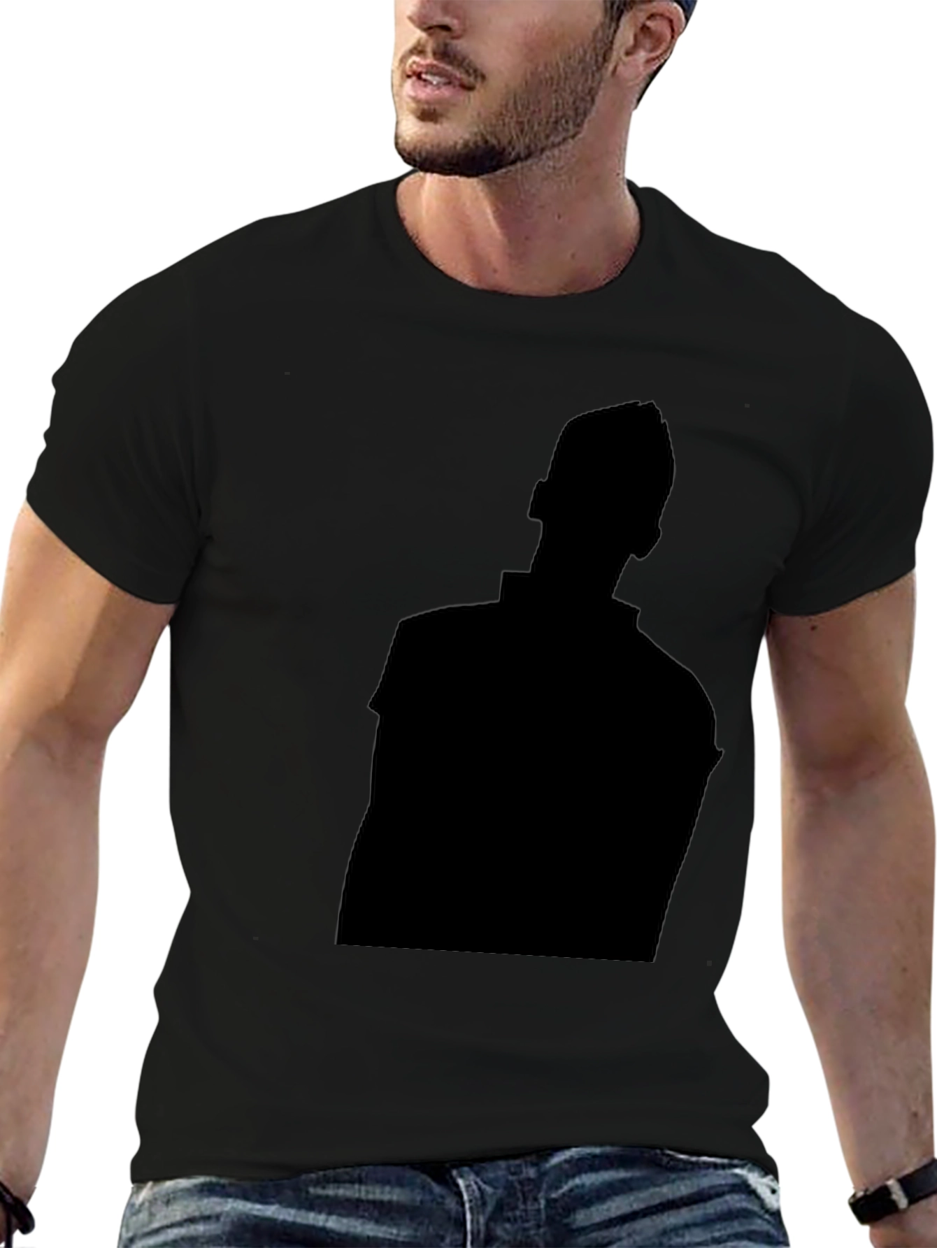 Black Men's Black Graphic Tee - Silhouette Design view 6