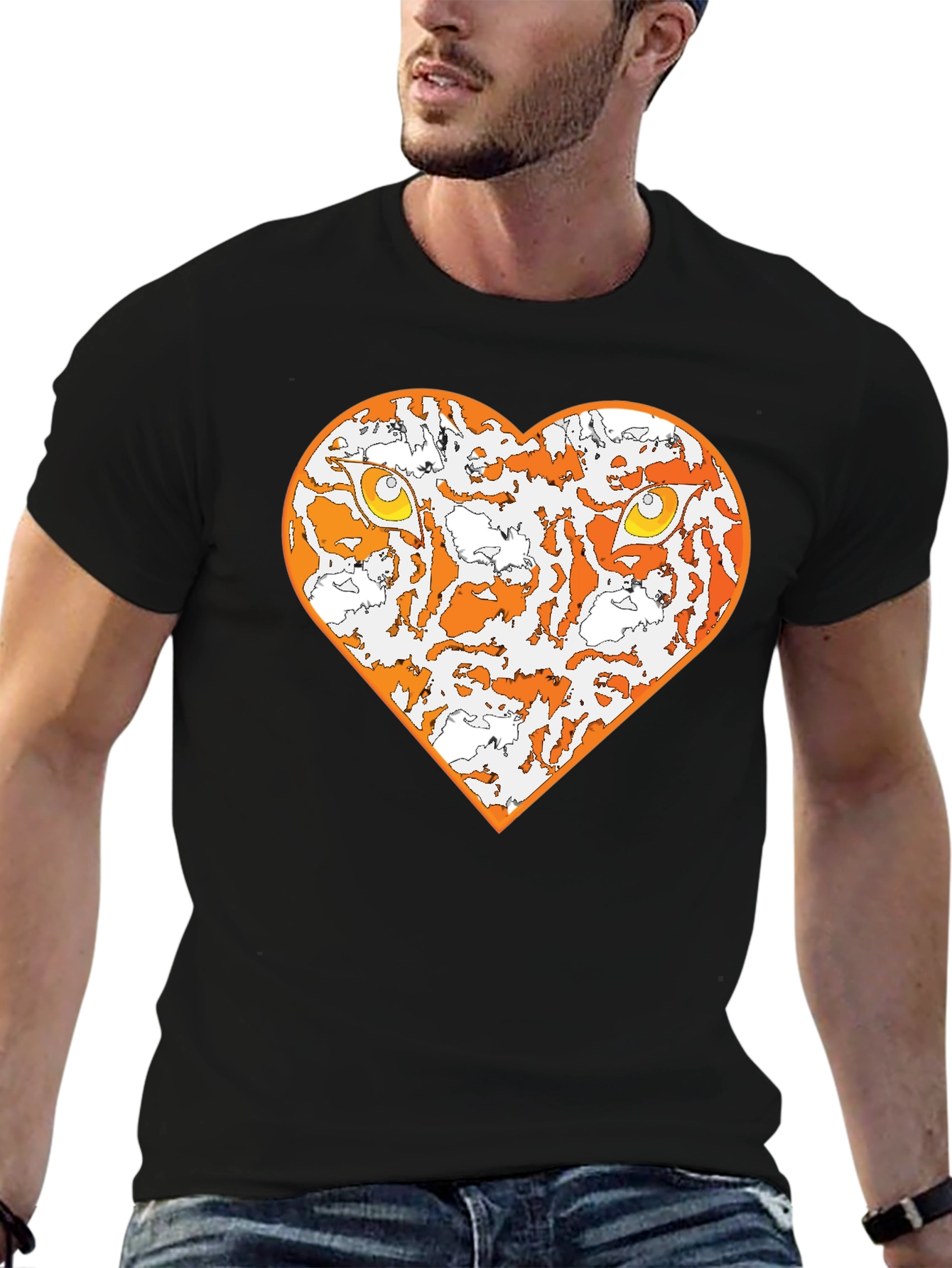 Black Tiger Heart Graphic Tee - Black view 6