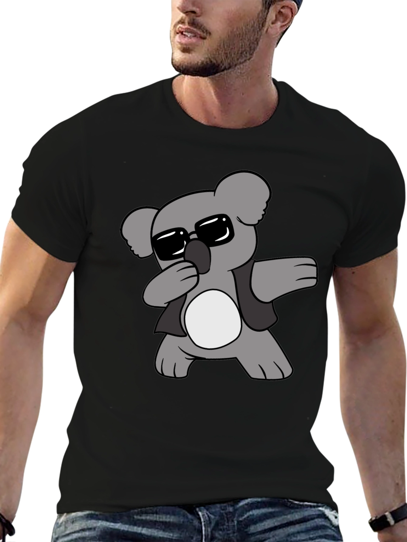 Black Cool Koala Dabbing Graphic T-Shirt view 6