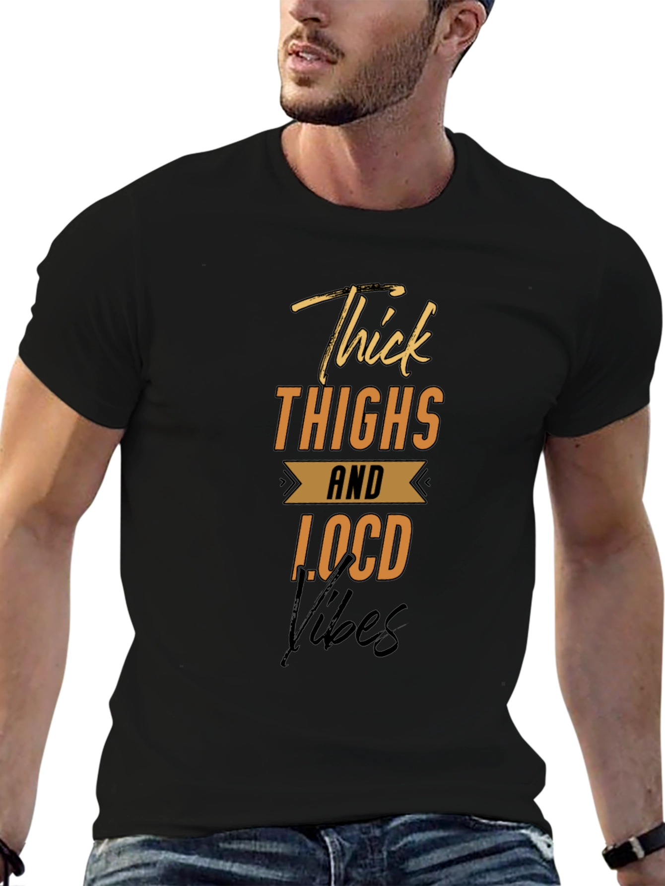 Black Thick Thighs Locd Vibes Graphic Tee view 6