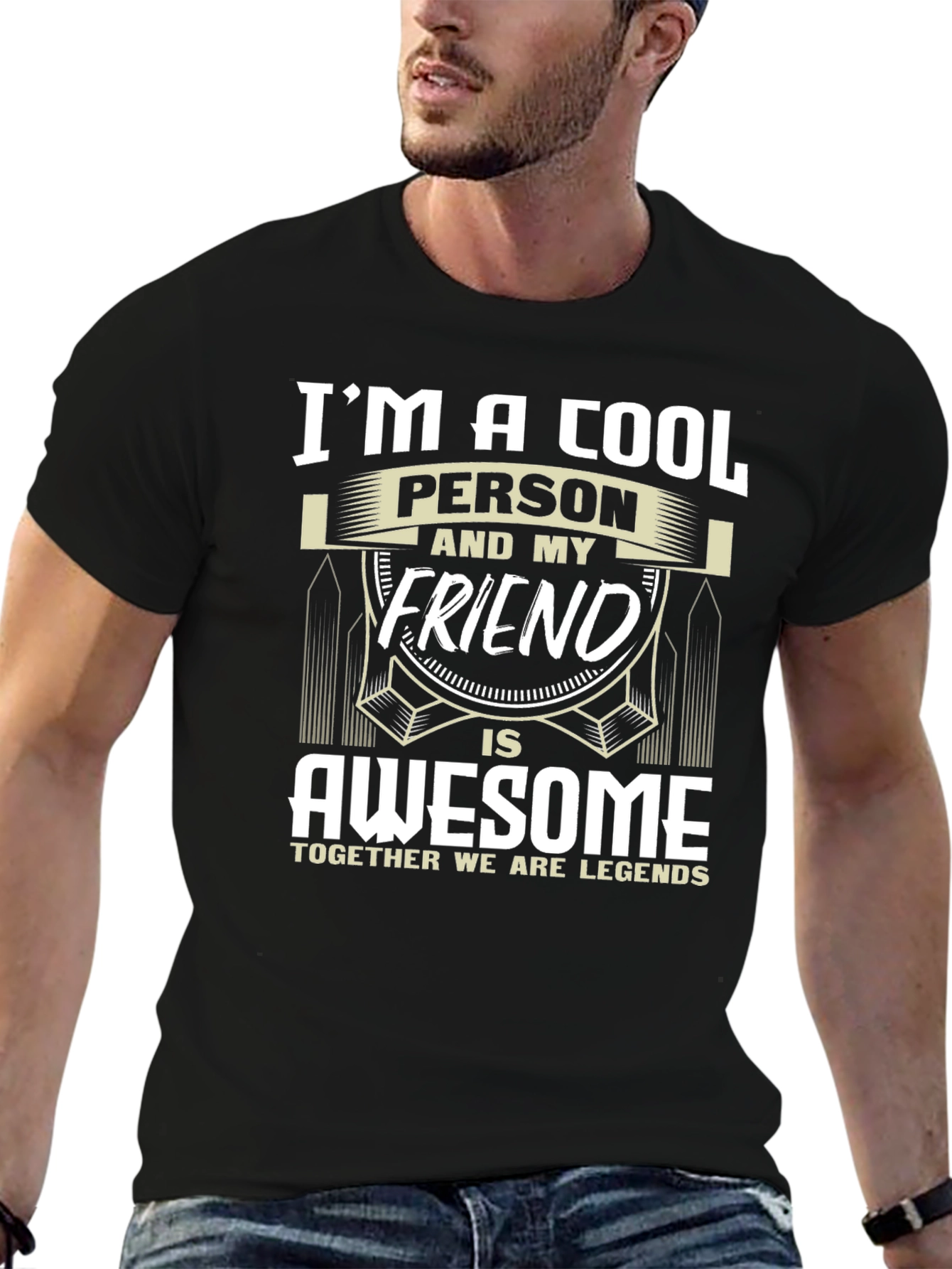 Black Cool Person & Awesome Friend T-Shirt view 6