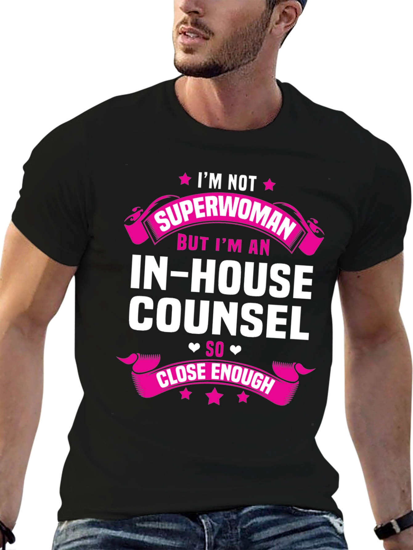 Black I'm Not Superwoman In-House Counsel T-Shirt view 6
