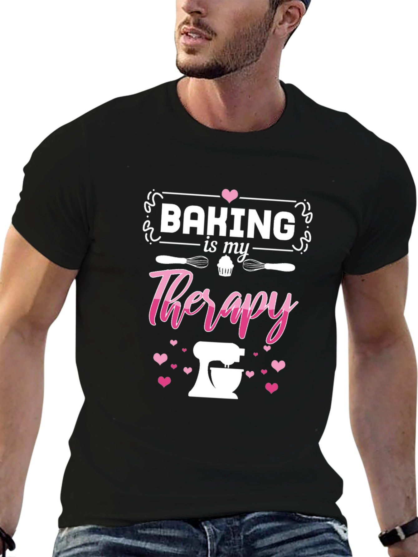 Black Baking is My Therapy Graphic Tee - Black view 6