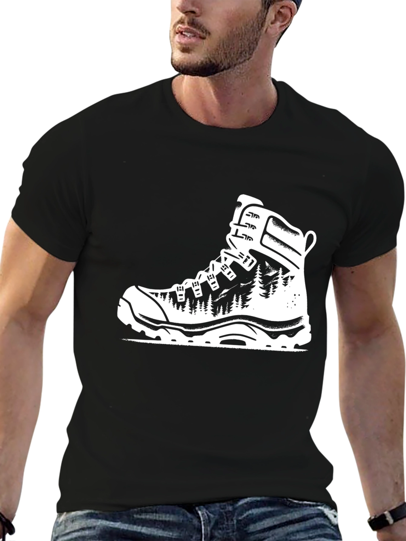 Black Mountain Boot Graphic Tee - Black Cotton Blend view 6