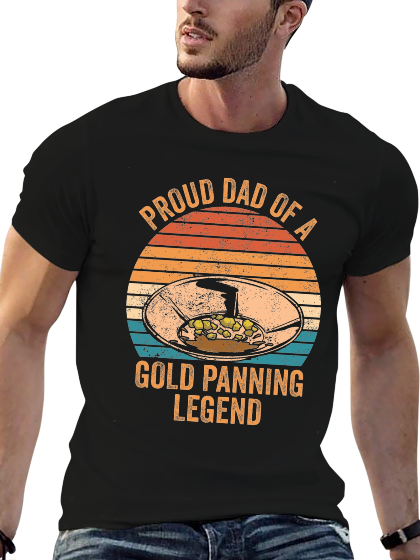 Black Proud Dad of a Gold Panning Legend T-Shirt view 6