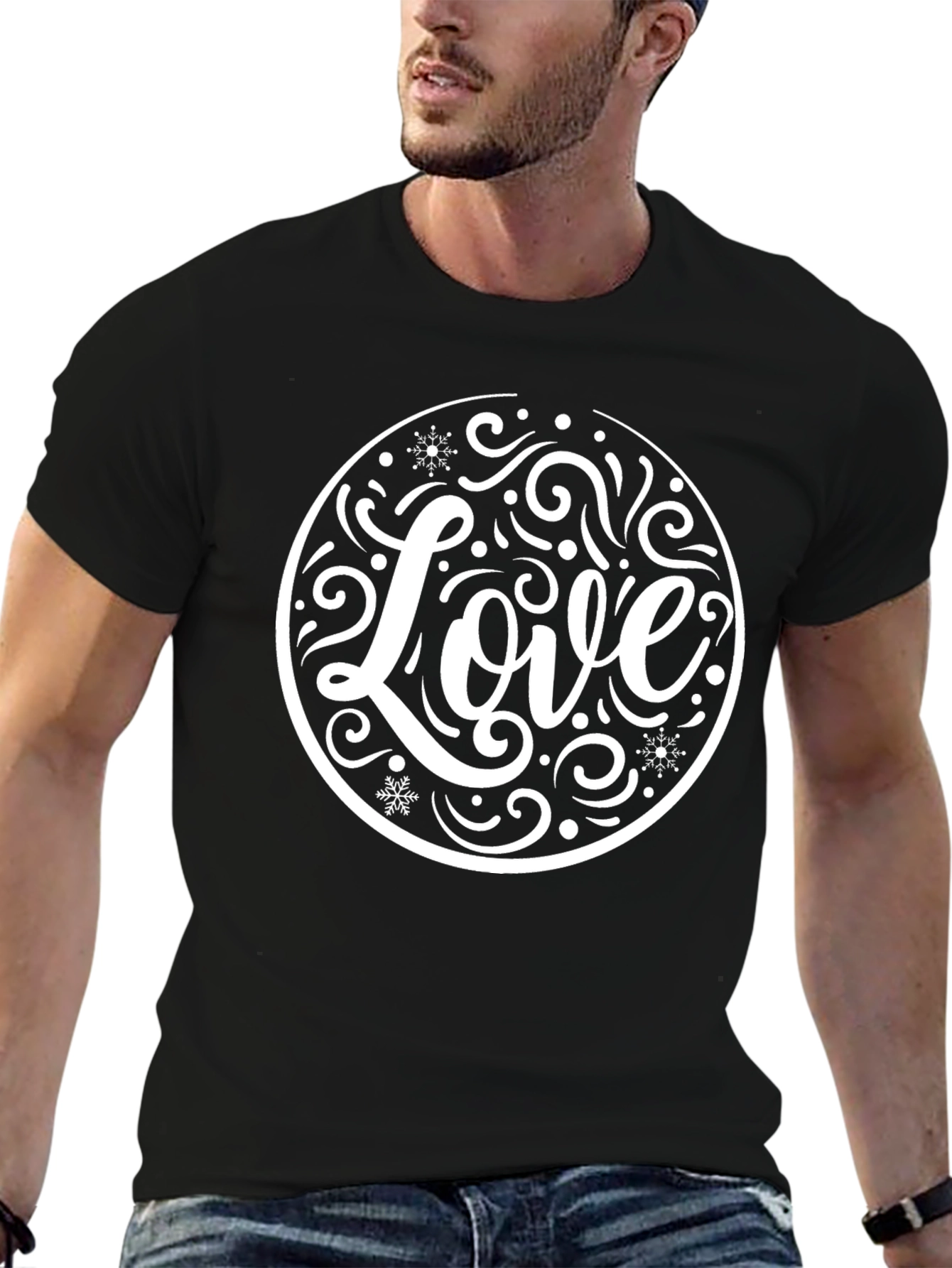 Black Love Circle Graphic Tee - Black Unisex view 6