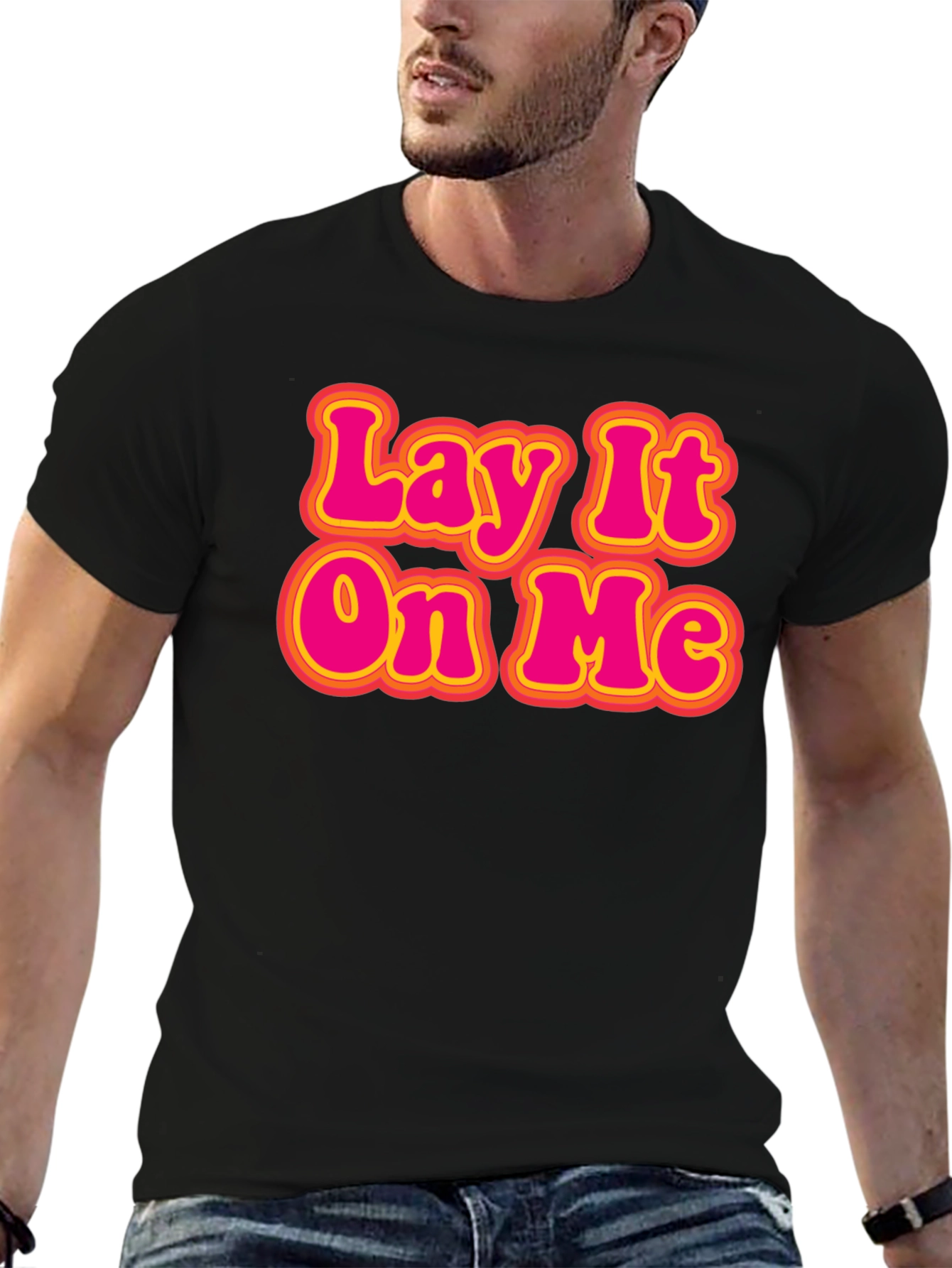 Black Lay It On Me Retro Graphic T-Shirt view 6
