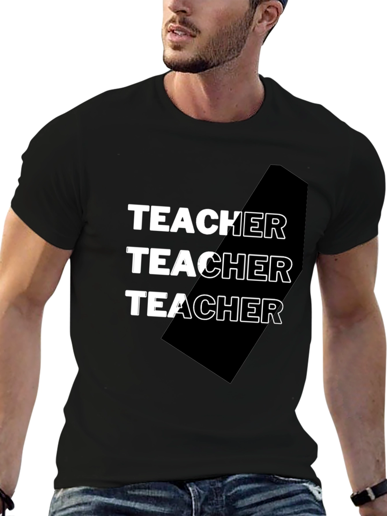 Black Teacher Graphic Tee - Black Cotton Blend T-Shirt view 6