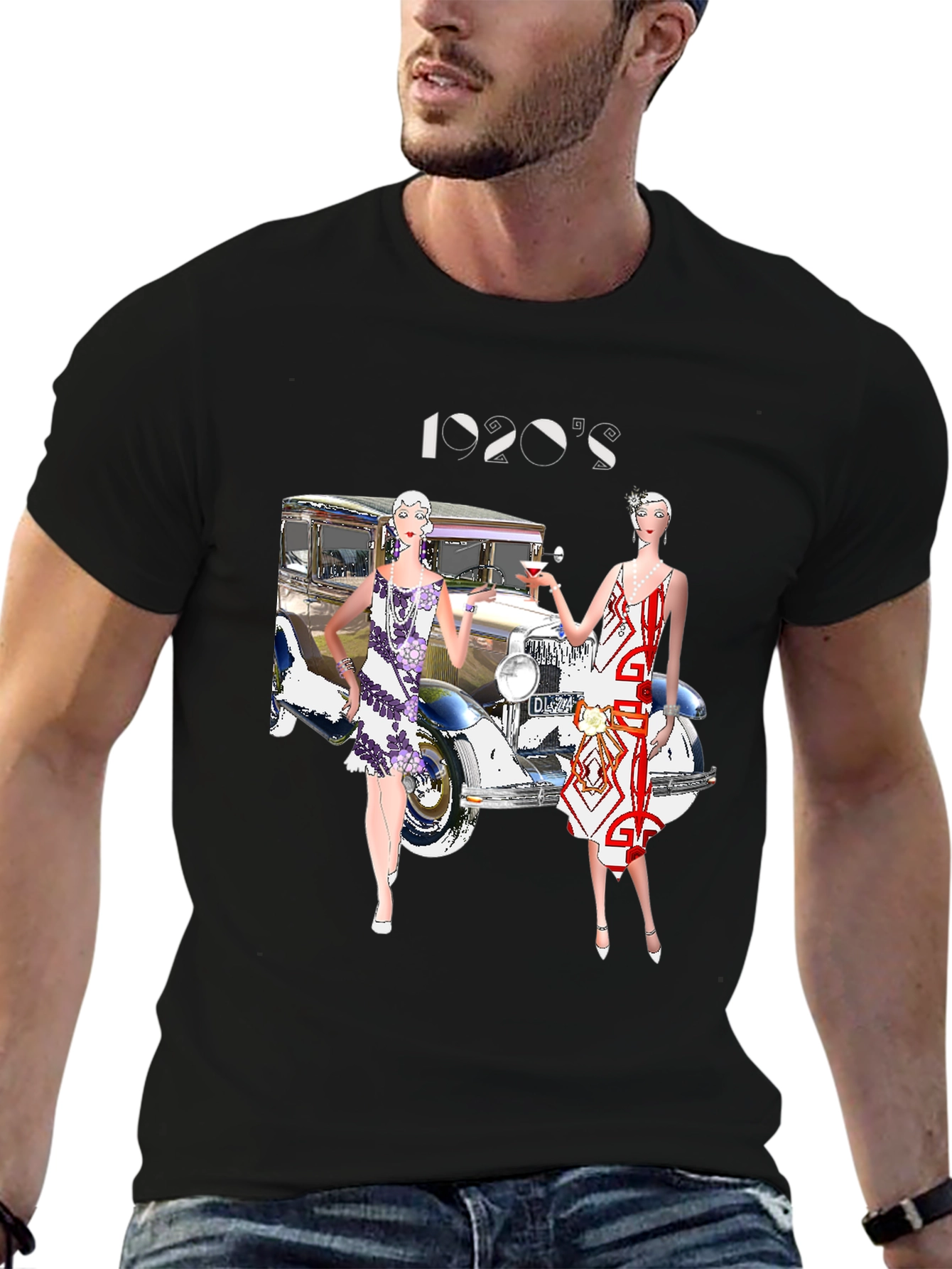 Black 1920s Fashion Tee - Gatsby Era Style view 6