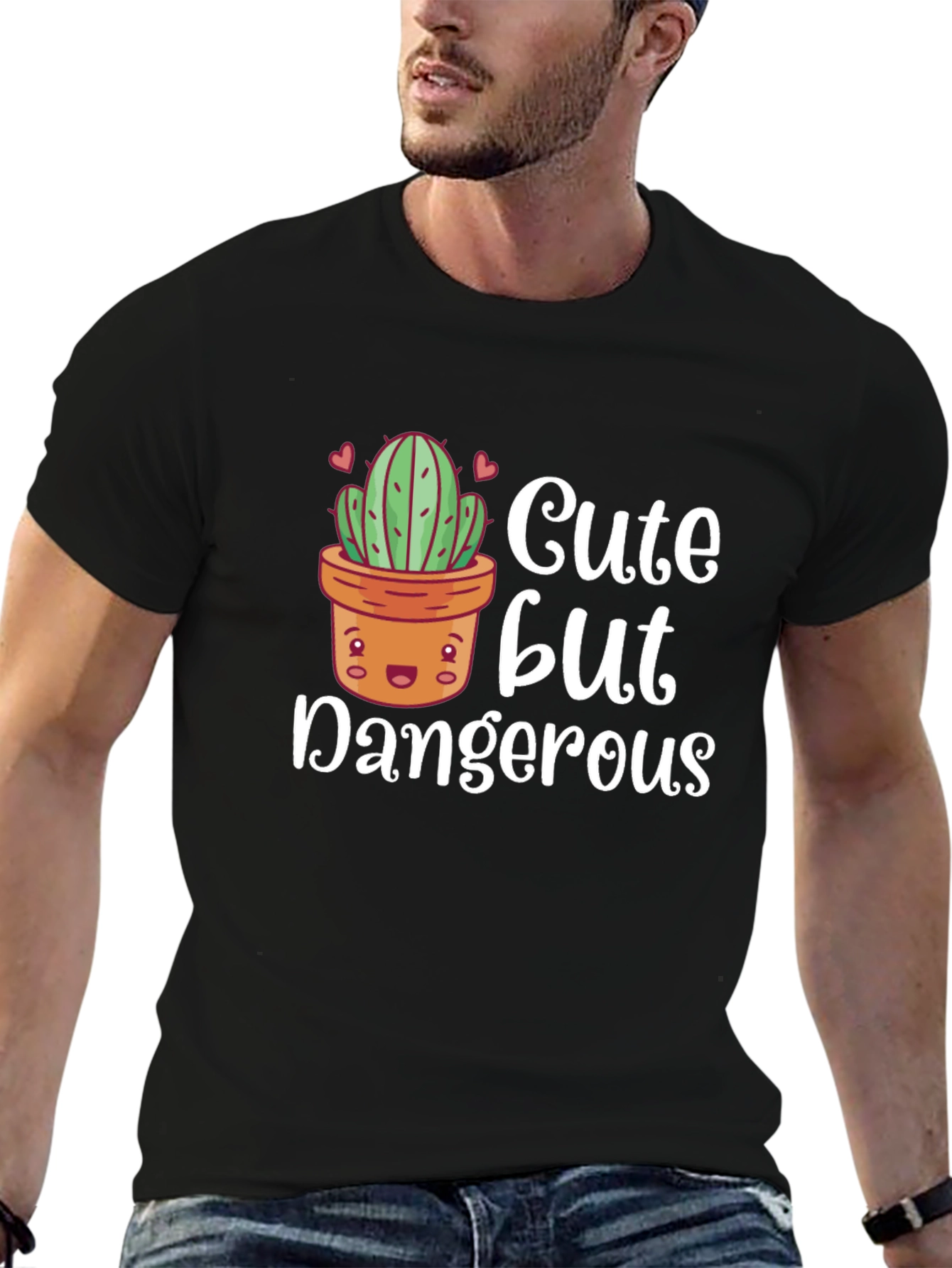 Black Cute But Dangerous Cactus Graphic T-Shirt view 6