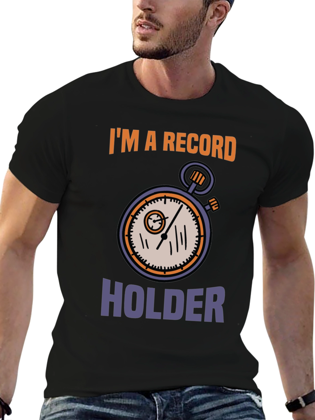 Black Record Holder Graphic Tee - Unique Design view 6