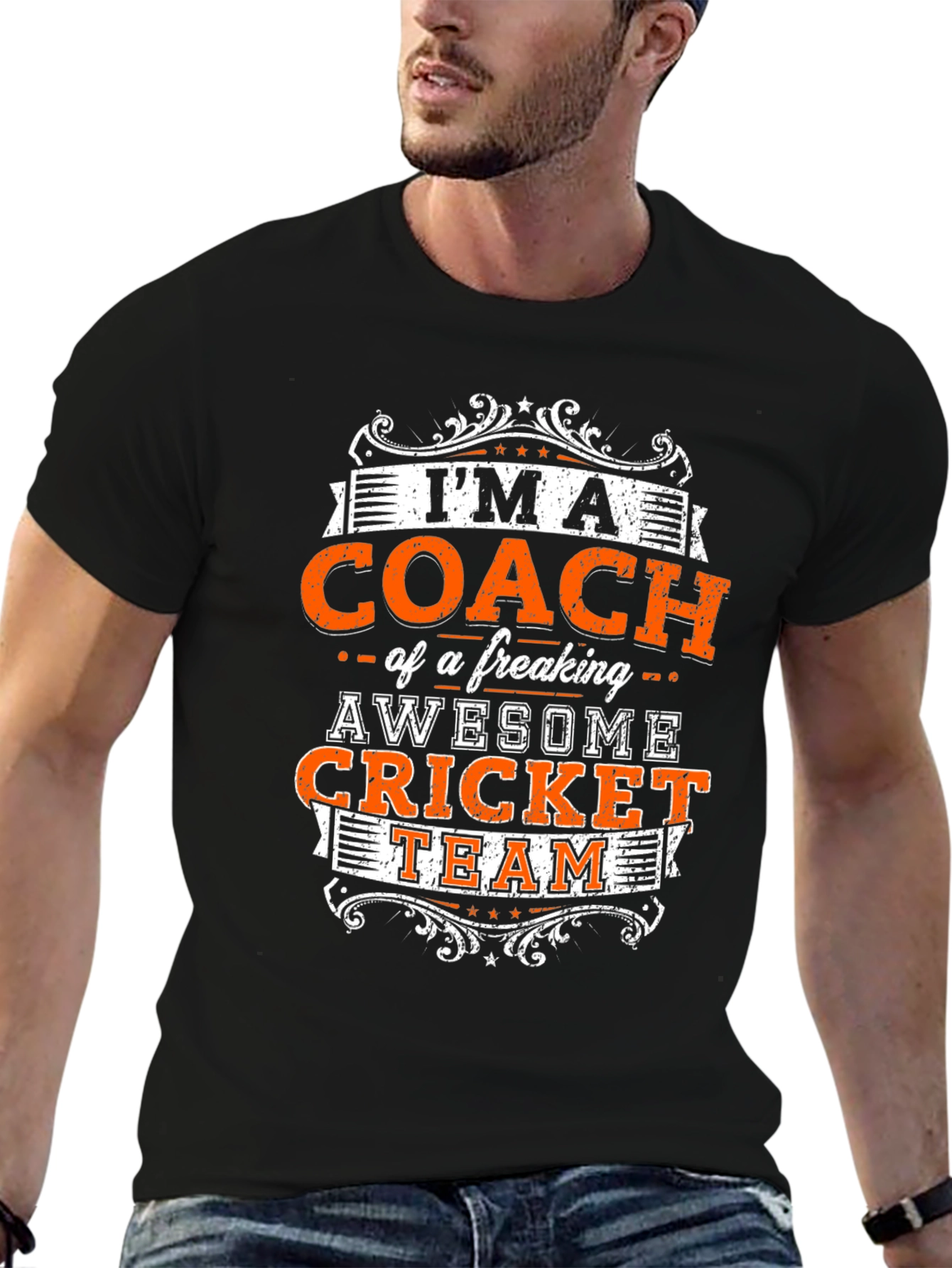 Black Cricket Coach T-Shirt - Awesome Team Tee view 6