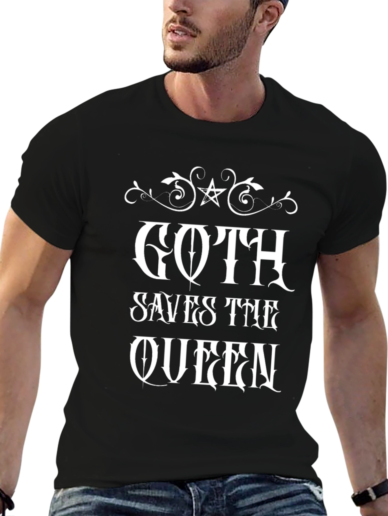 Black Goth Saves the Queen Black T-Shirt view 6