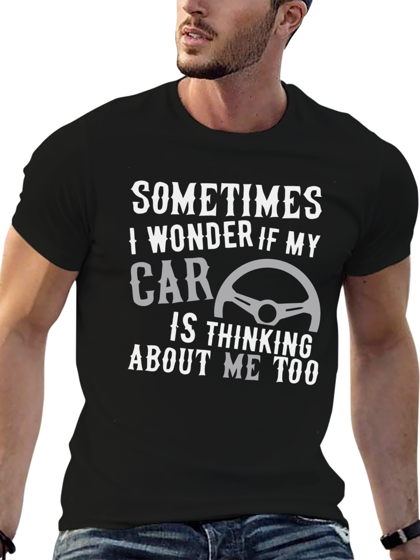 Black Car Lover's T-Shirt: Thinking About My Car view 6